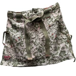 ROOTS 73 Skirt Floral Olive Canvas Belt Hot Pink Built-in Shorts Girls Size 3T
